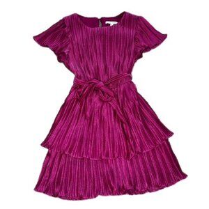 City Vibe Pleated Sparkly Formal Dress Magenta Size S New New with tags